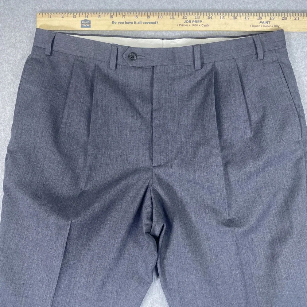 Lauren Ralph Lauren Dress Pants Mens 40x32 Gray Wool Pleated Cuffed Trousers